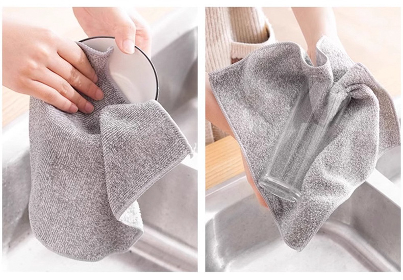 Kitchen cleaning cloth, non-stick and non-stick bamboo charcoal fiber cleaning cloth, household absorbent towel, household dish washing cloth pic 11