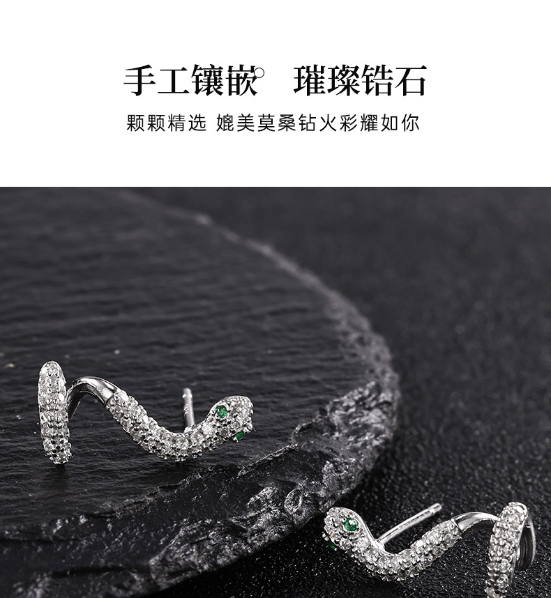 Zhuoheng selects diamond-encrusted snake-shaped earrings, pink earrings, fashionable earrings, accessories, wholesale trendy earrings pic 8