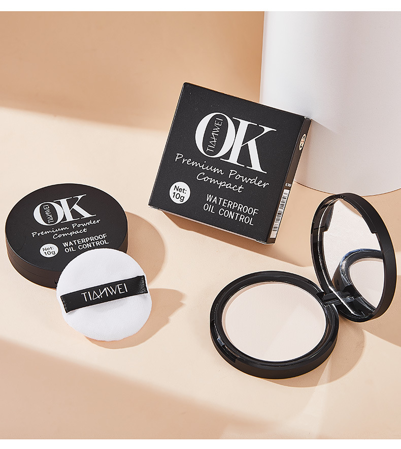 Tianwei Cross-border OK English Version Matte, Fine, smooth, clear, natural, long-lasting, setting and concealer powder compact pic 17