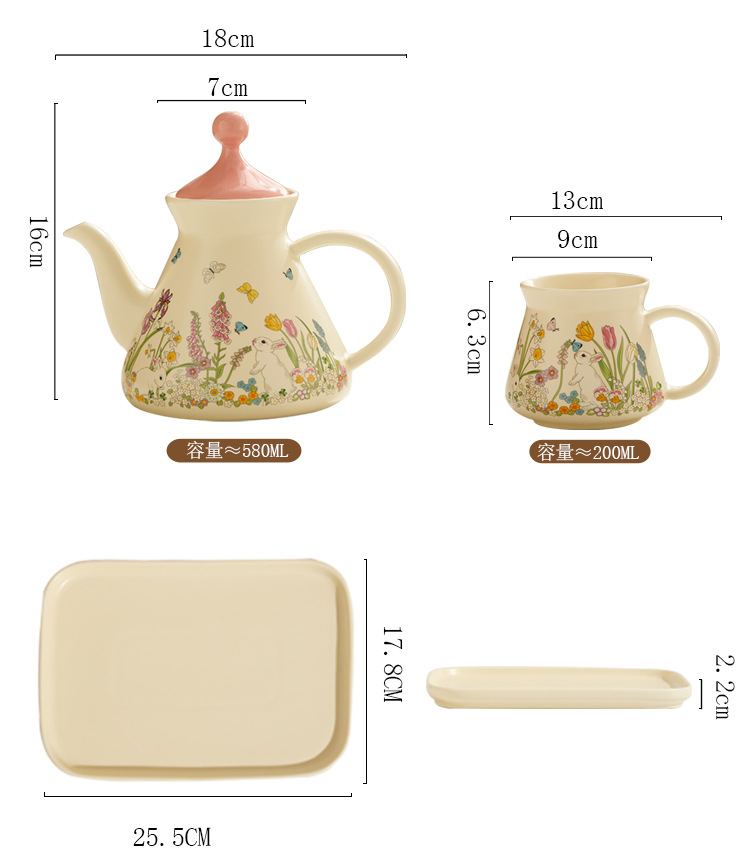 ins tea set gift box packaging, country-style cute home cup and plate set, high appearance level souvenir gift for girls pic 15