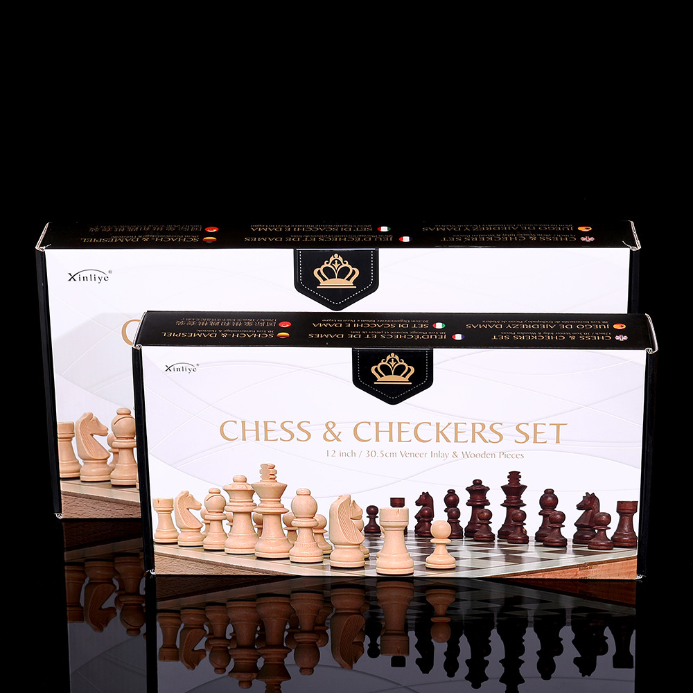 无磁性红木二合一国际象棋跳棋木质含双后专业级棋牌桌游玩具厂家外贸详情2