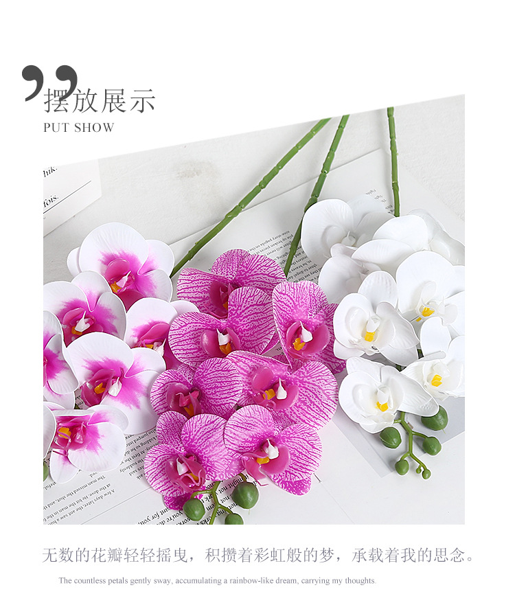 3D手感蝴蝶兰假花单支胶片高级感家居婚礼装饰办公文化仿真玫瑰园艺用品详情5