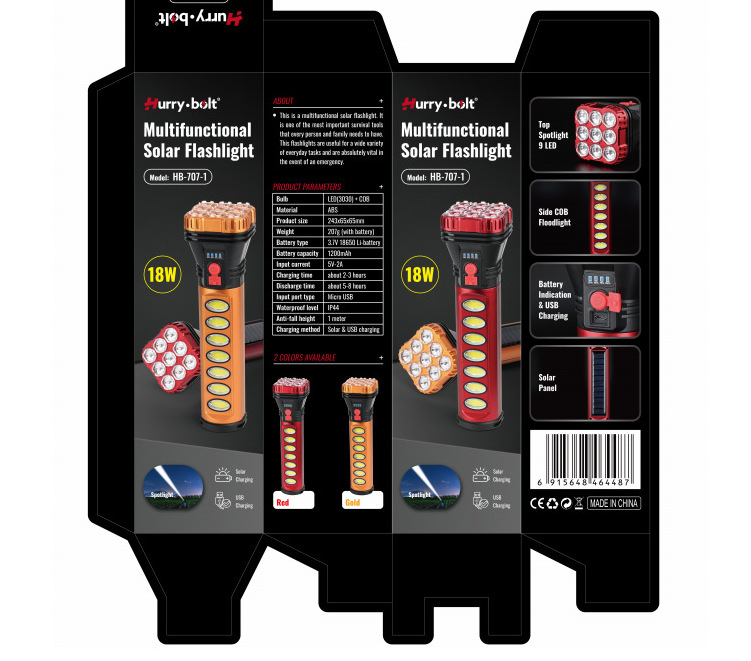 New ABS multi-functional COB outdoor household emergency light, side light, searchlight, high-intensity solar rechargeable flashlight pic 8