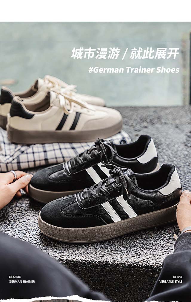 真皮德训鞋男2025新款复古男士休闲板鞋春夏透气厚底阿甘运动男鞋详情5