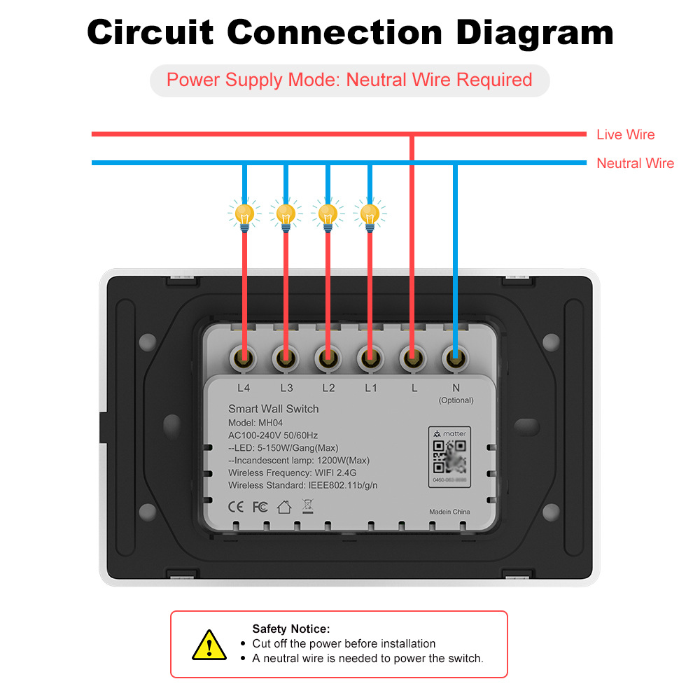 Matter+WIFI magnetic hold, single fire, zero fire, US-spec push-button switch, Homekit direct connection, Tuya APP direct connection pic 7