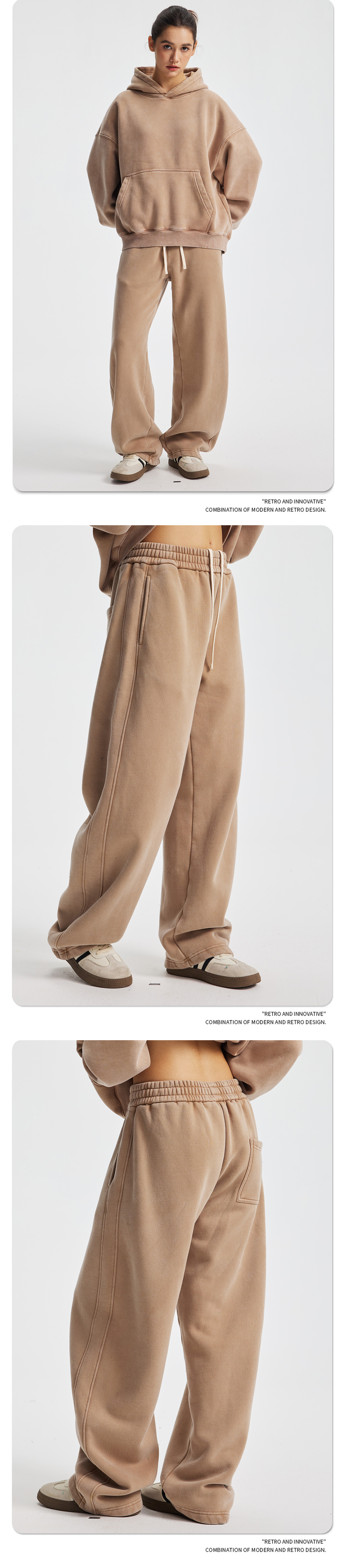 2025秋冬新款加绒加厚炒雪花男休闲裤 洗水做旧弯刀阔腿男女长裤详情9