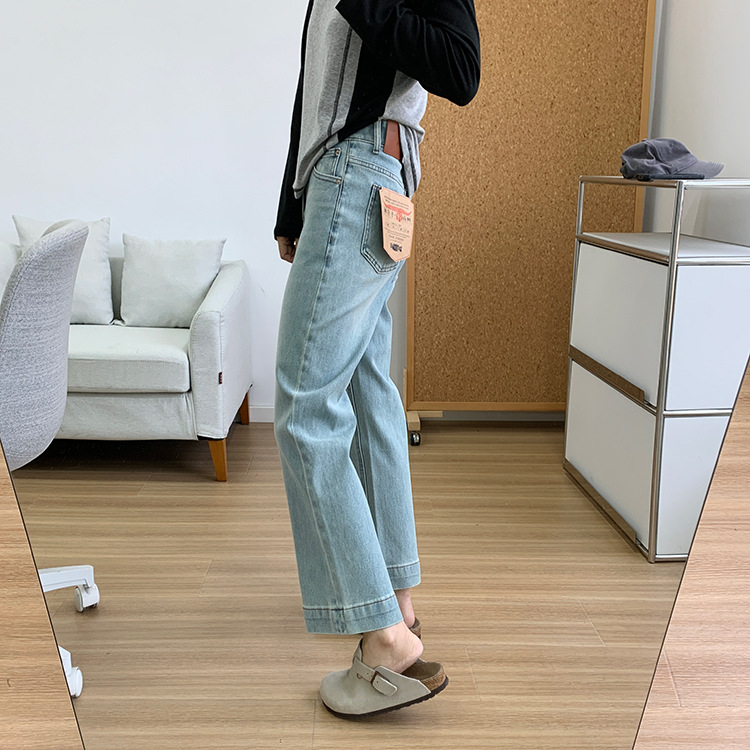 Slimming pants! Early spring light blue four-sided stretch straight-leg jeans for women 2025, high-waisted and petite 9-inch pants pic 22