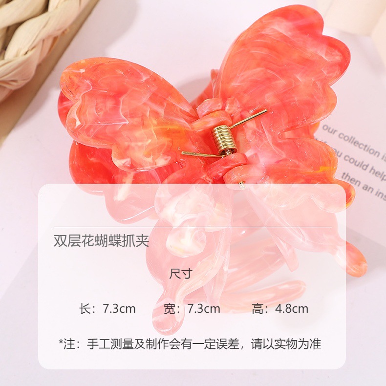 2025年新款超仙法式大理石纹高级感抓夹双层蝴蝶发夹跨境饰品批发详情7