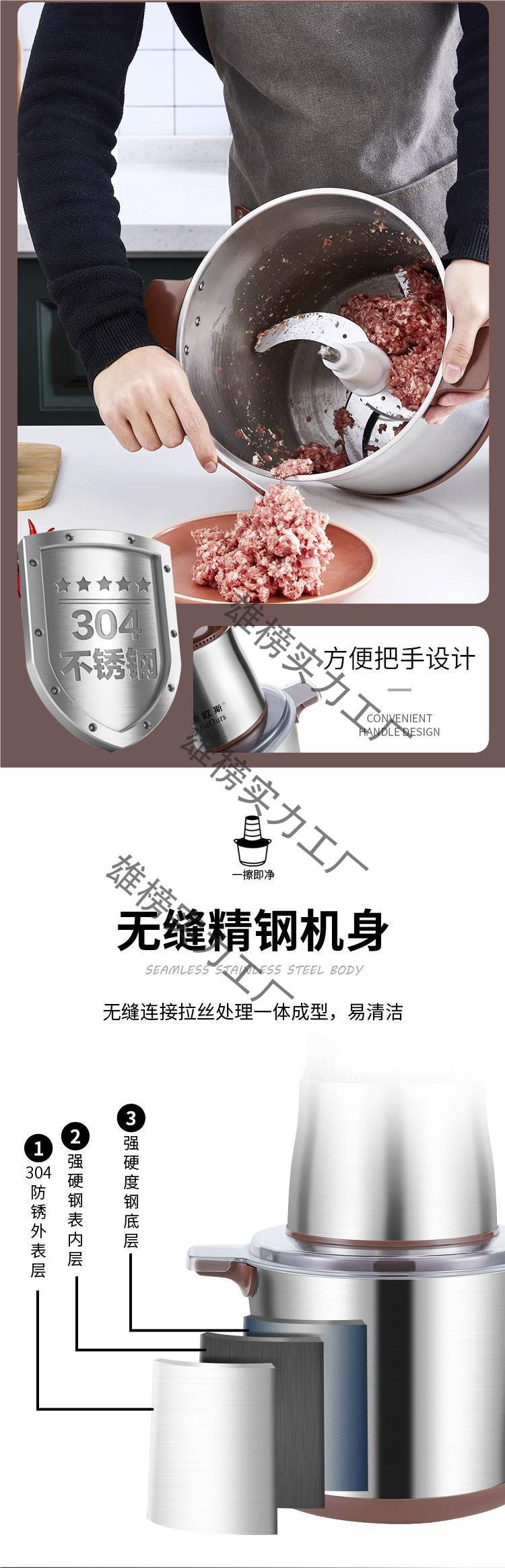 Meat grinder and mixer integrated 2024 new household electric multi-functional fully automatic 1 large-capacity food processor 304 pic 9
