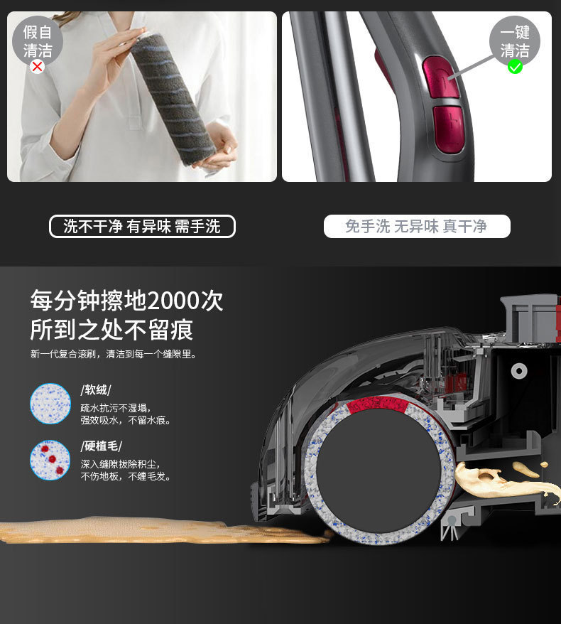 跨境新款洗地机智能自动清洁无线手持扫地机洗吸托一体吸尘器批发详情4