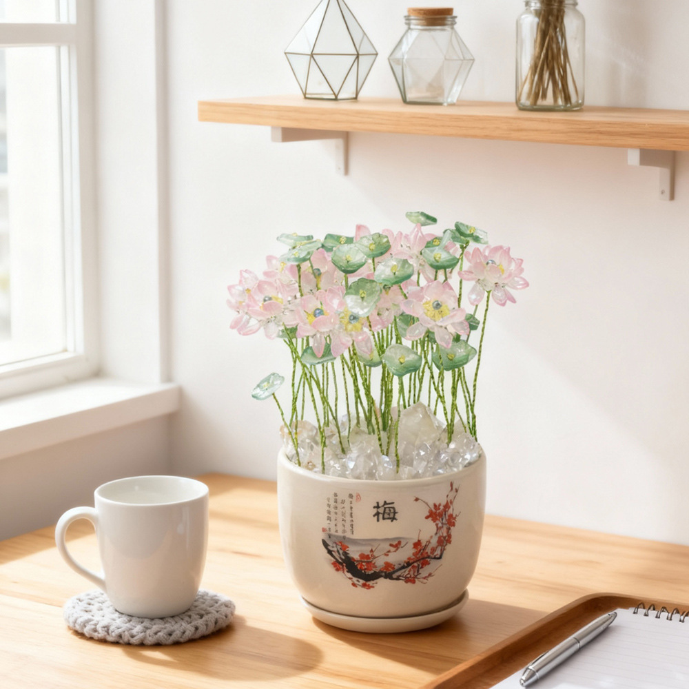 厂家批发网红莲莲清新荷花新款车载摆件工艺品送礼装饰用品男女详情23