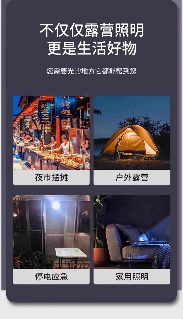 USB充电灯泡停电应急照明灯家用式移动超亮户外LED夜市摆摊地摊灯详情3