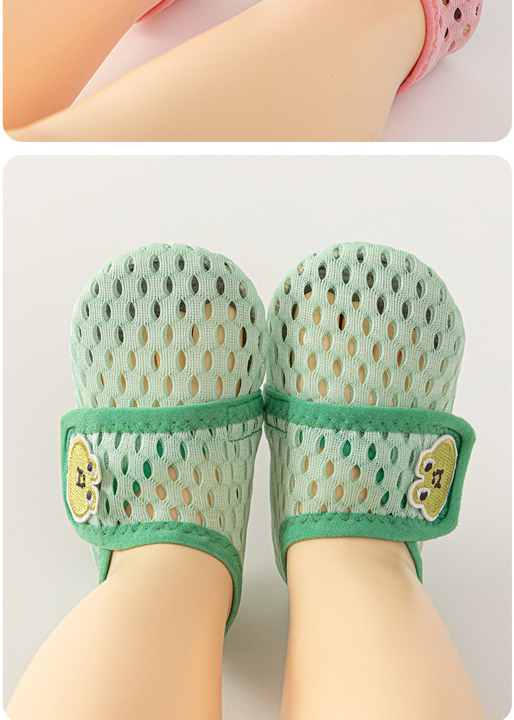 宝宝夏季地板袜魔术贴防滑隔凉儿童网眼鞋袜婴儿男女童室内学步鞋详情9