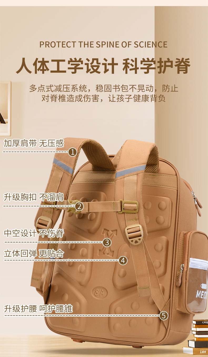 库洛米儿童书包男女孩一二六年级大容量减负护脊6-12岁小学生背包详情7