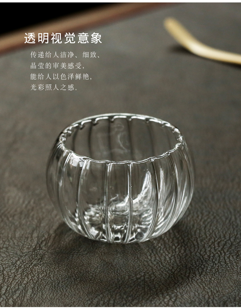 Pumpkin tea-tasting cup, heat-resistant glass tea cup set, home and office transparent tea brewing cup, double-layer heat-insulating water cup pic 9