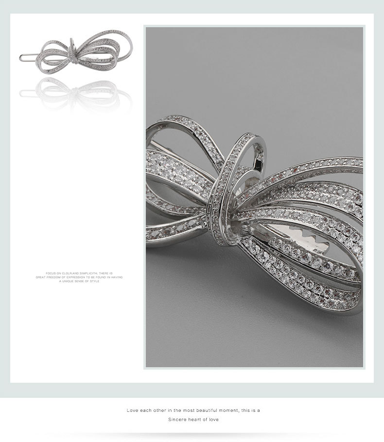 legood铜闪钻蝴蝶结一字夹韩版时尚小众设计通勤潮款珐琅边夹女详情8