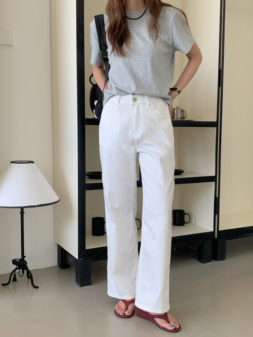 GAGD汉麻天丝高腰直筒牛仔裤女夏弹力显瘦宽松小个子直筒九分裤详情13