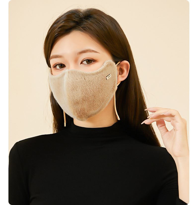 包邮兔毛绒口罩韩版加厚加绒电动车户外防风东北旅游保暖口罩女士详情22