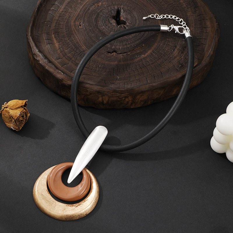 跨境专供亚马逊女士短项链几何金属吊坠时尚潮流锁骨链欧美批发详情9