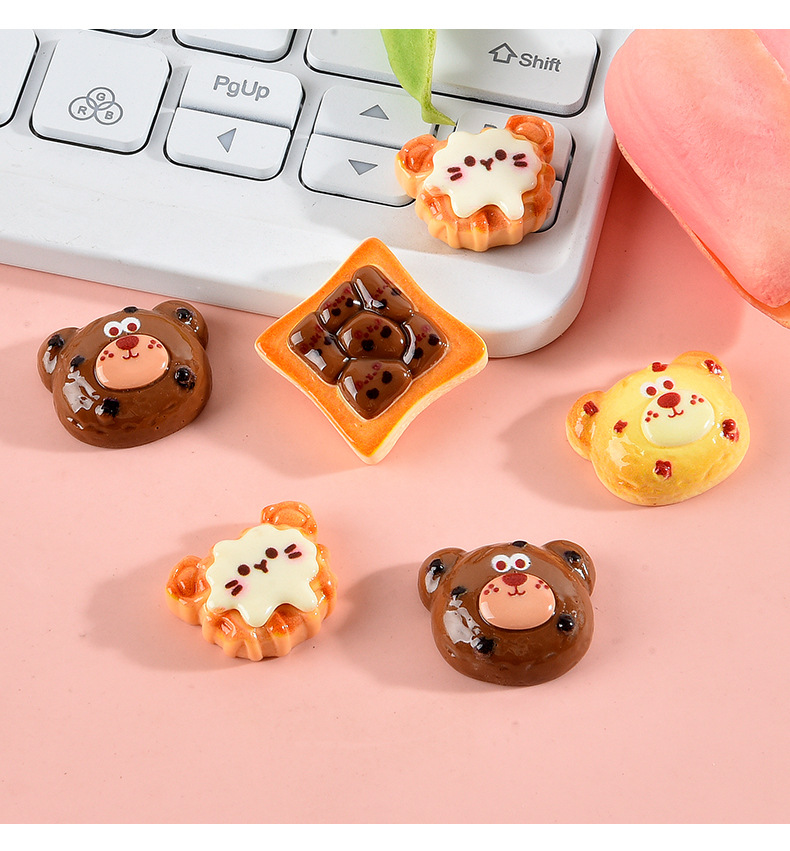 Bread, food, play bear cake, resin accessories, diy ornaments, cream glue, phone cases, hair clips, handcrafted material accessories pic 12