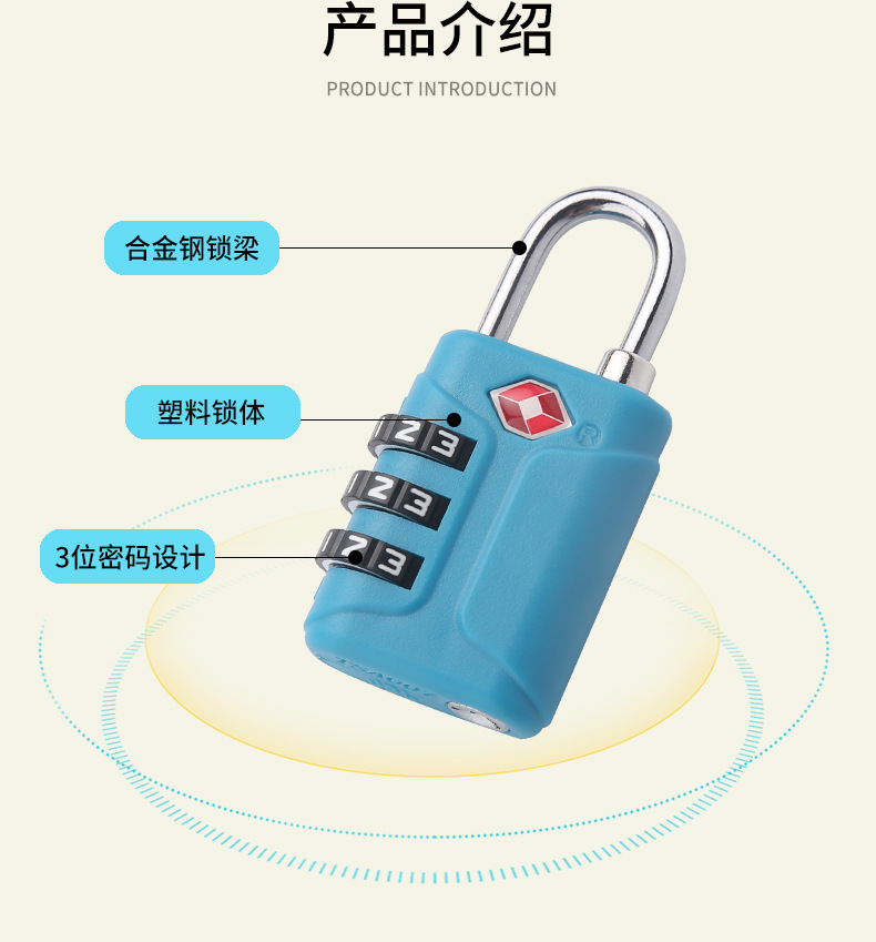 TSA customs combination lock, suitcase lock, backpack, locker drawer, 3-digit plastic customs combination lock for overseas travel pic 8
