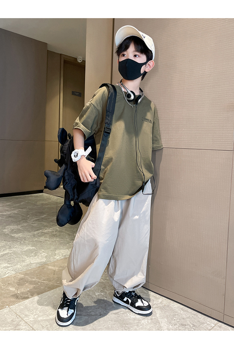 童装男童夏装套装2025新款中大童帅气男孩夏款时髦儿童夏季长裤潮详情15