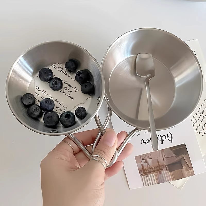 Korean-style ins stainless steel French fries bowl, fried chicken bowl, Western snack bowl with handle, anti-drop, fruit dessert salad bowl pic 4