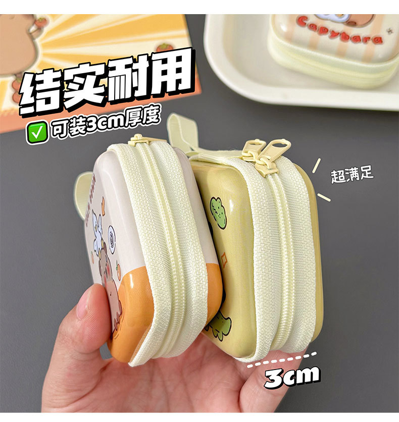 Tinplate coin purse, Capibara mini coin bag, portable earphone case, cute capybara coin key case pic 10