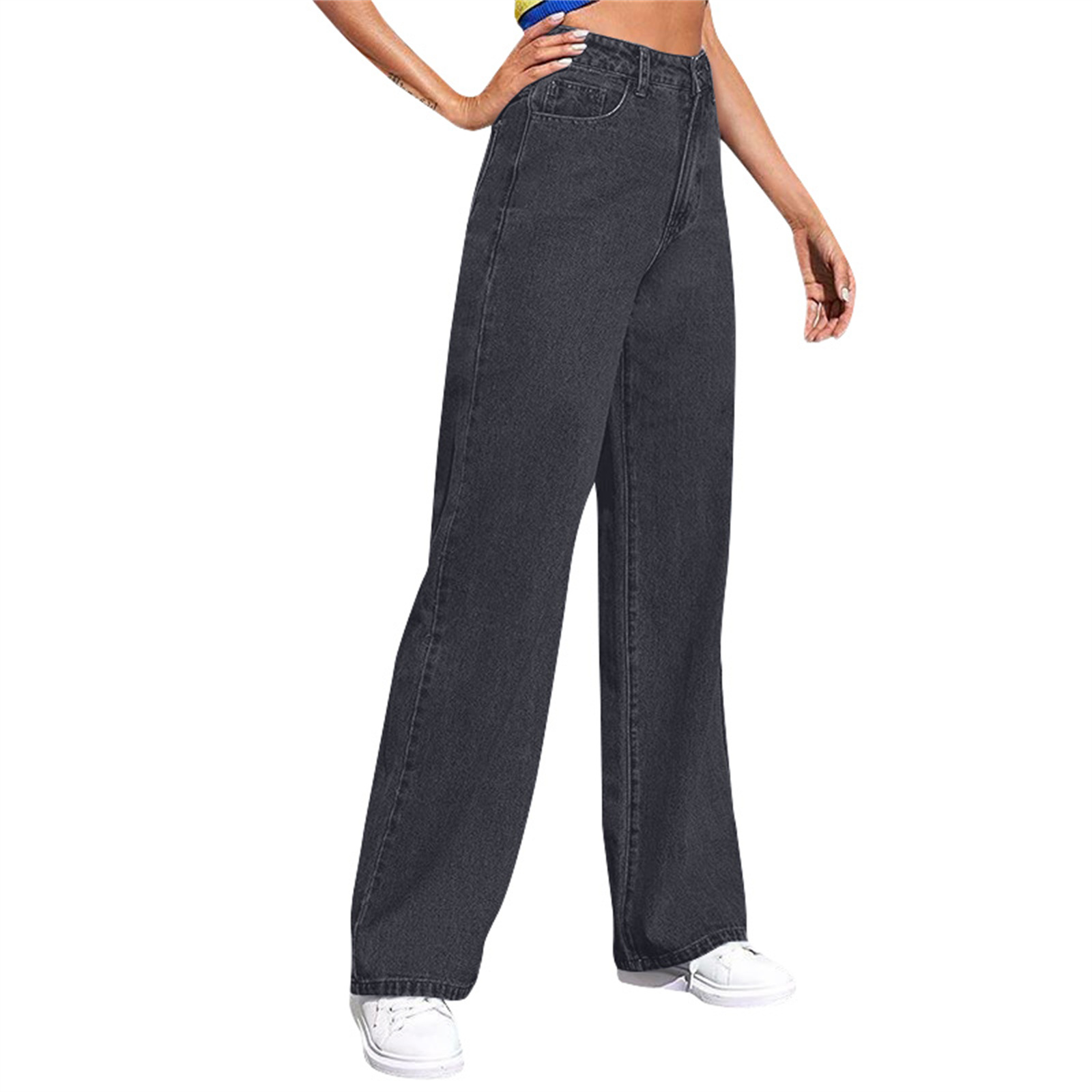 New high-waisted wide-leg jeans for women from Europe and America are slimming, straight-leg and versatile, with a retro American drape pic 12
