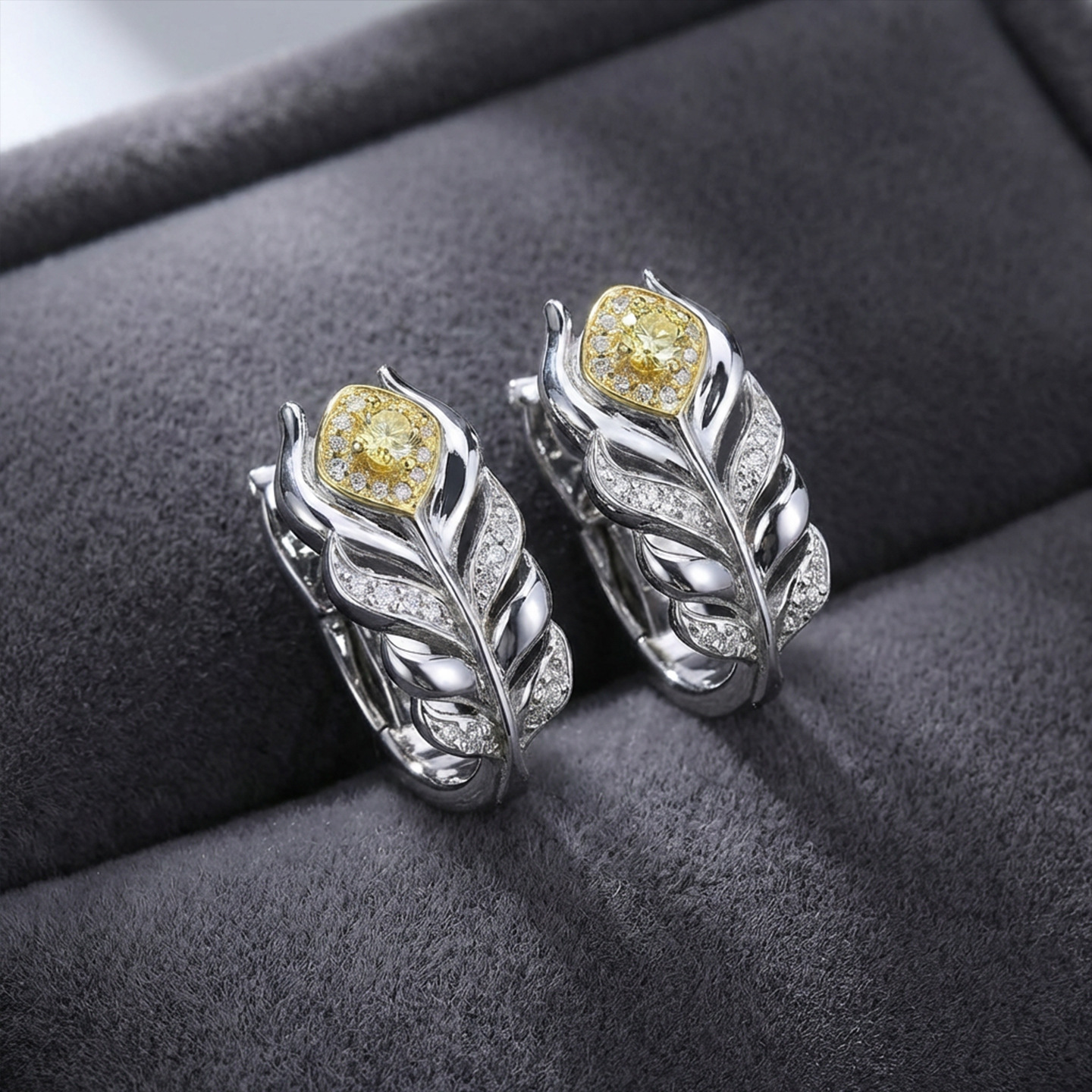 重工爆闪羽毛耳钉女新款s925纯银镀金高级感轻奢银色耳拍直播爆款详情10