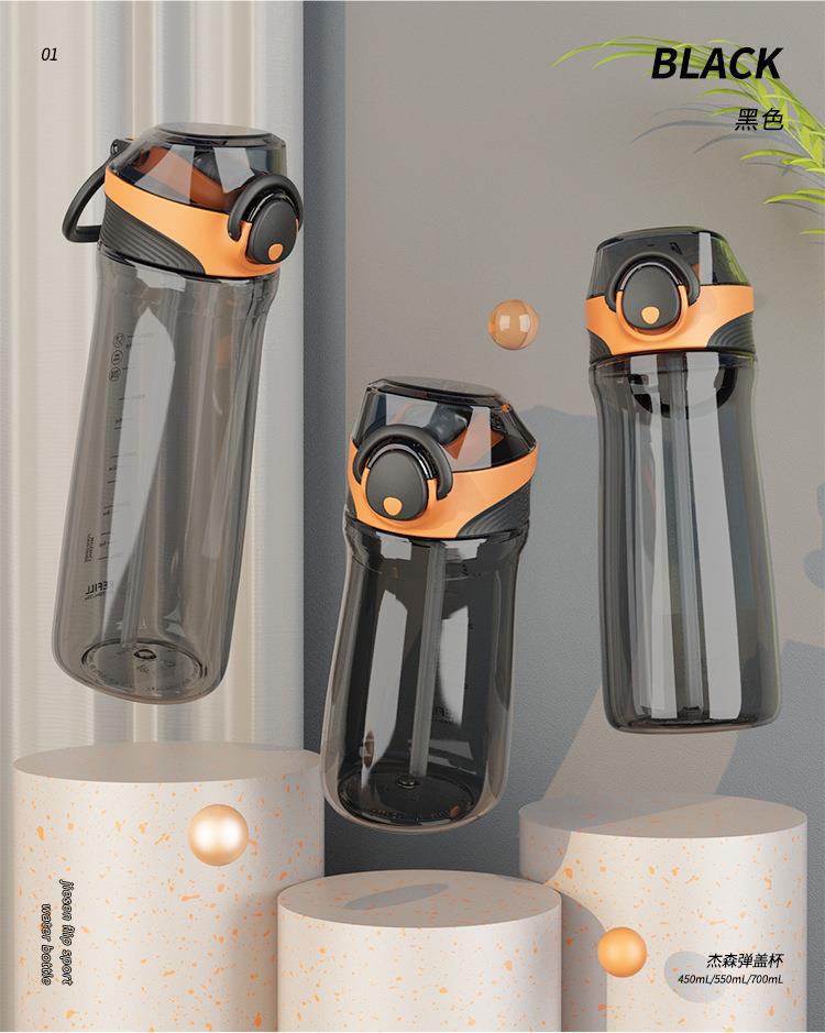 韩版纯色大容量健身户外硅胶吸管杯男女运动便携提手tritan塑料杯详情13