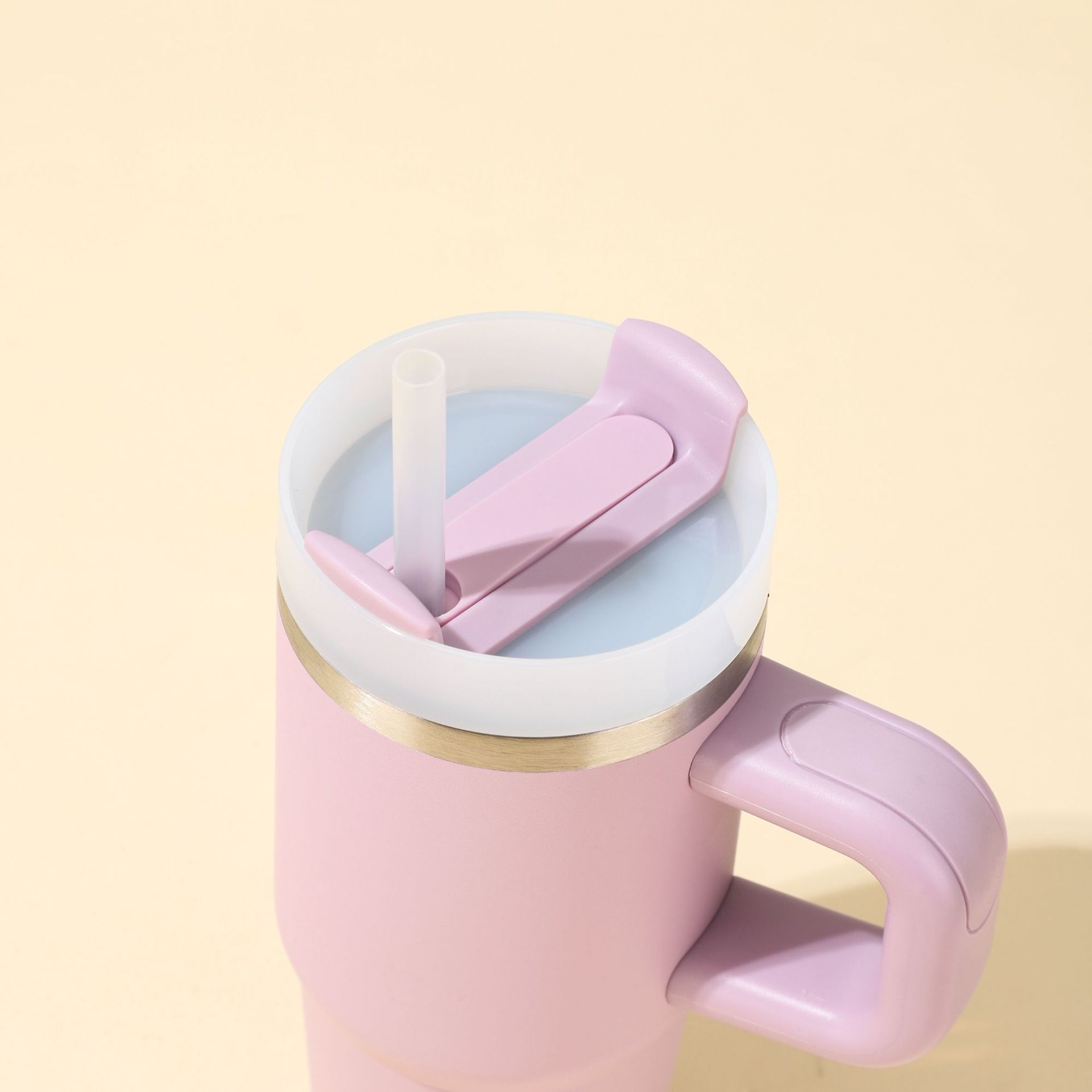 新品14oz便携吸管冰霸杯带手柄纯色汽车杯迷你真空保温杯现货批发详情13