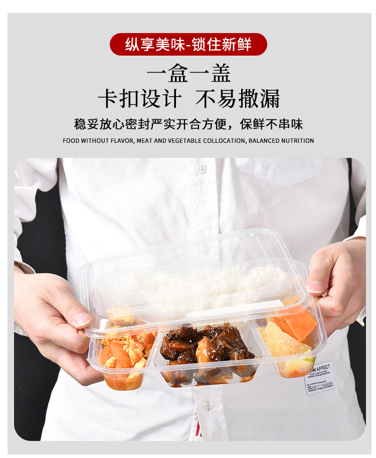 One-time thickened lunch box with three-grid, four-grid and five-grid LIDS, cafeteria fast food box, business set meal takeout pic 5