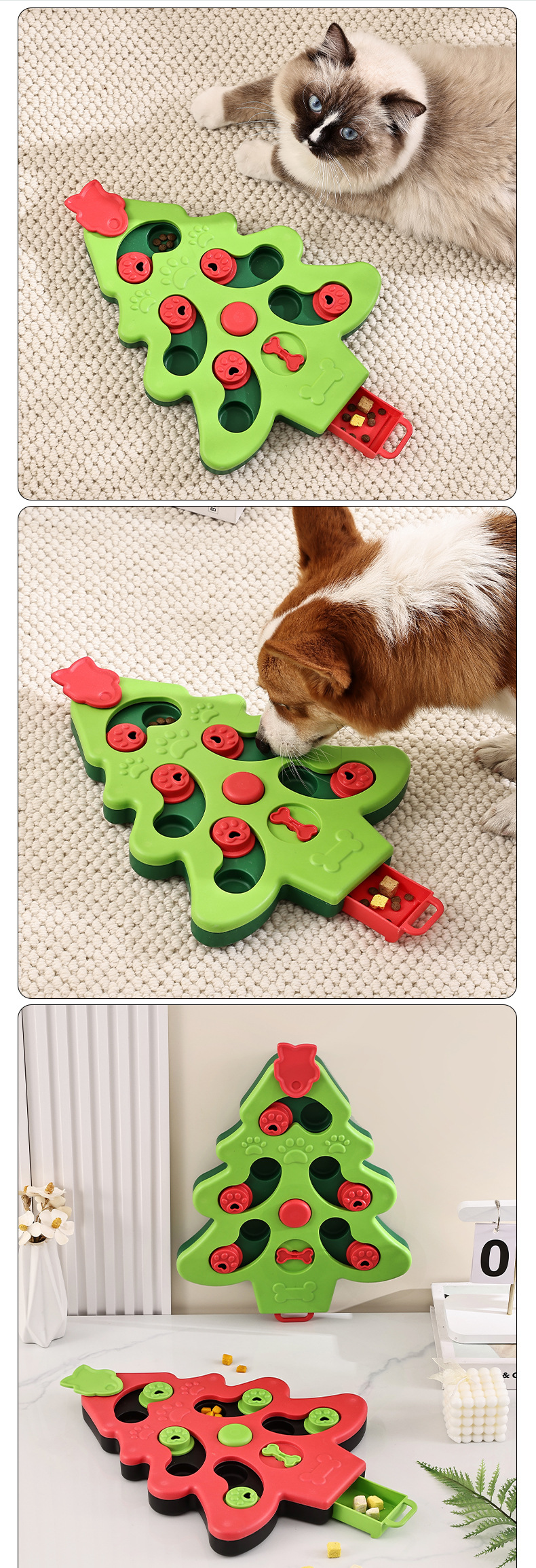 Rongka Pet Cross-border Pet anti-slip and leak-proof Toy Dog Puzzle Christmas Tree Sound Slow Food Bowl Roller Hidden Food Fun Bowl Toy pic 10