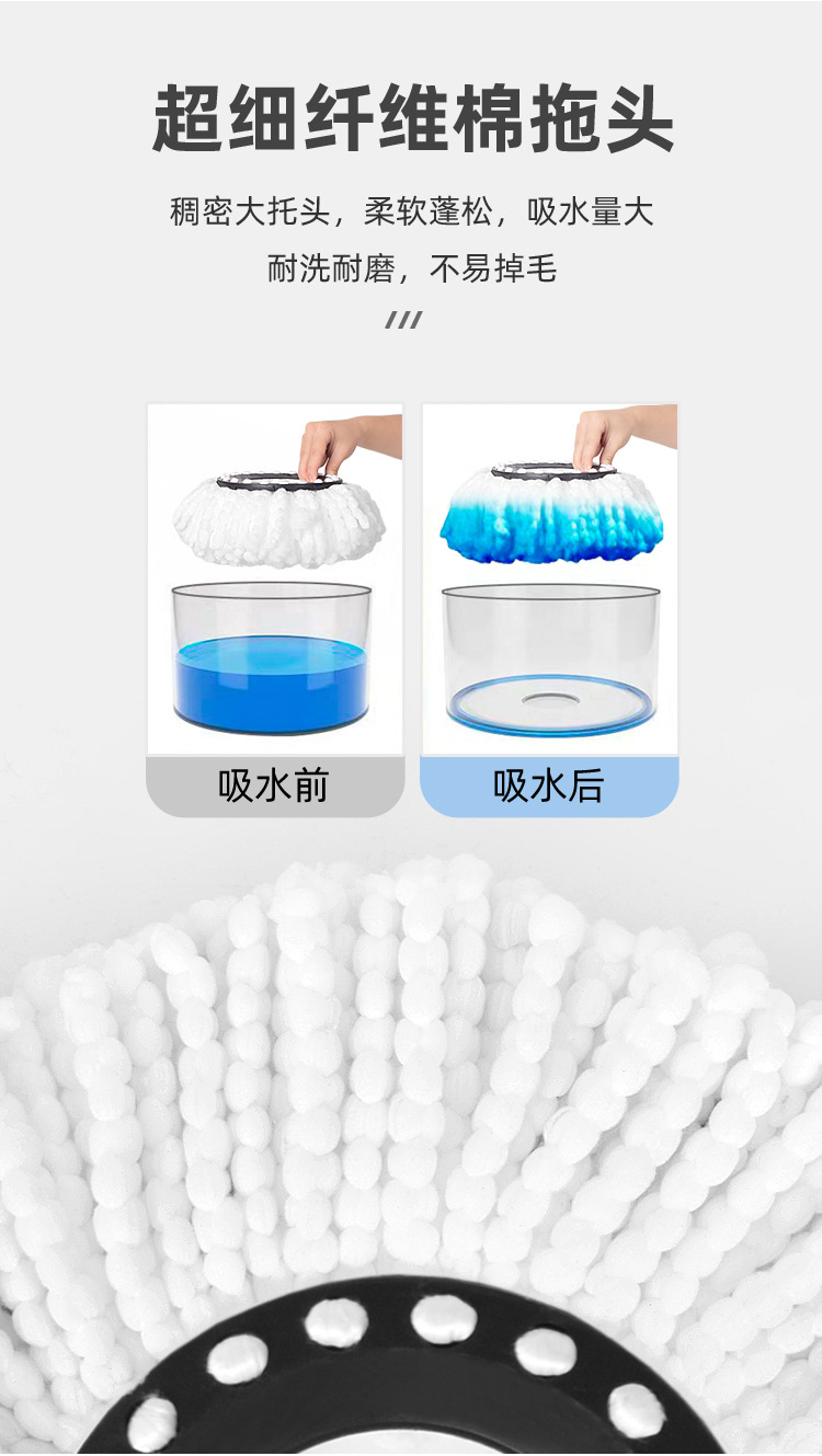 Fifth-generation hand-free rotating mop bucket for spin-drying and dehydration, dual-drive figure-eight bucket Good God Mop Mop bucket set pic 8