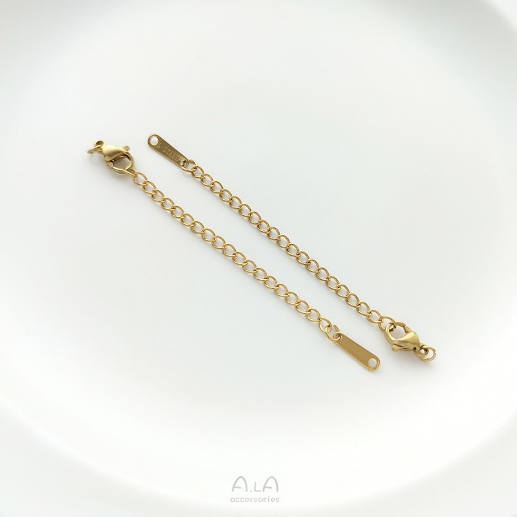 Color-preserving titanium steel extended chain, gold and white gold lobster clasp tail chain, handcrafted bracelet, necklace, extended chain accessory pic 7