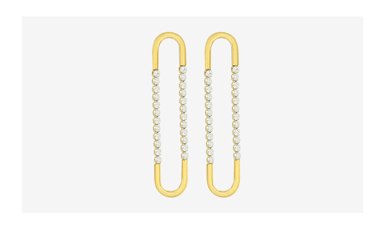 法式choker夸张U形耳环镶嵌锆石设计耳饰钛钢镀18K金饰品配饰女详情16