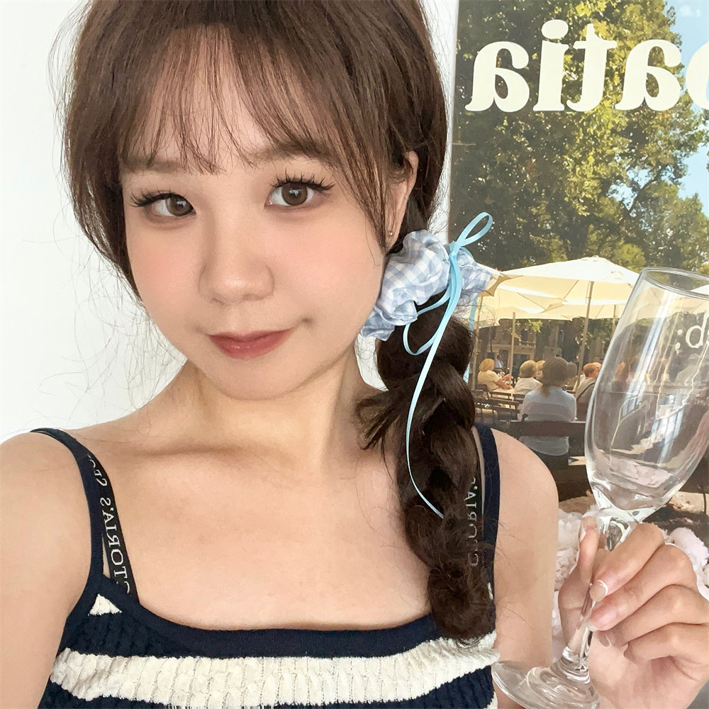 Summer refreshing bow, lace, large intestine hair tie, girlish country style, high-end look, large bun hair tie pic 26