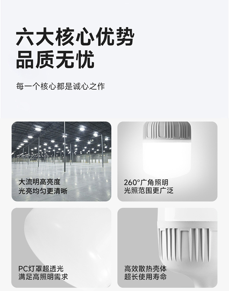 led bulb ultra-bright energy-saving lamp, Gao Fu Shuai E27 screw socket household energy-saving light bulb, high-power white light bulb pic 3