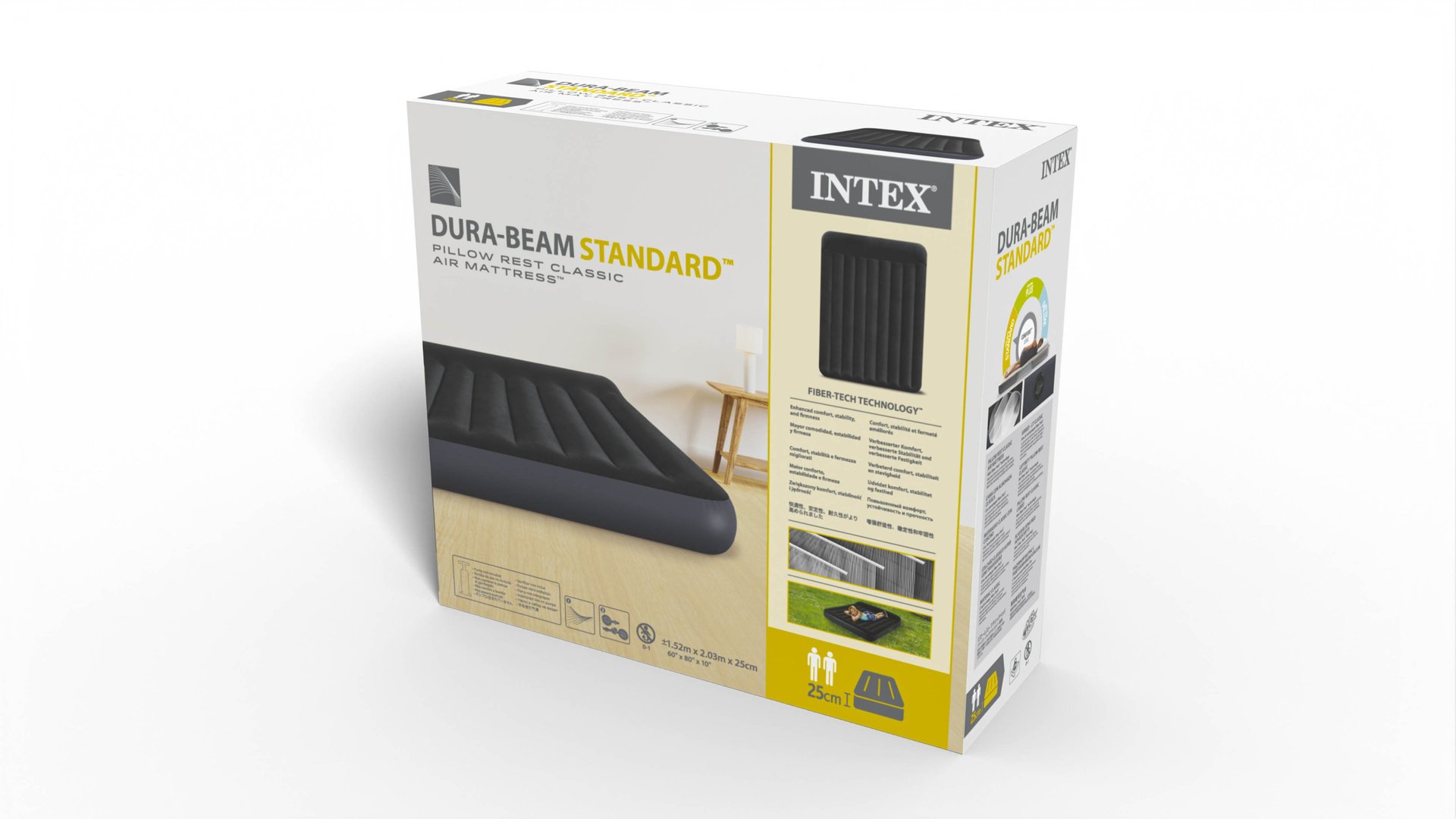 INTEX black and white built-in pillow single-layer single-person line pull-out air bed, portable for home and outdoor use, easy folding for midday rest, plush inflatable bed, comfortable for outdoor camping, thickened, durable and high-end pic 7