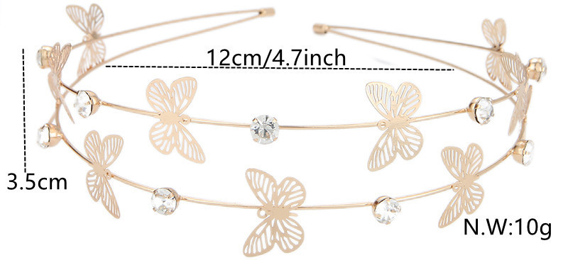 Wholesale of new multi-layer metal star moon crystal hair bands, women's butterfly hair accessories, children's headwear, and double-layer headbands pic 11