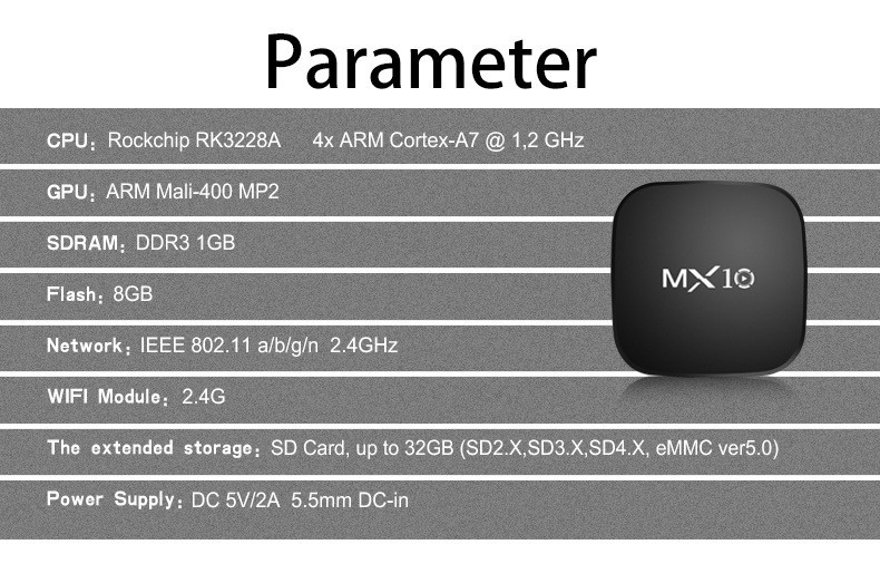 Foreign trade MX10 set-top box RK3228A Android network TVBOX 4k high-definition WiFi player TV Box pic 9