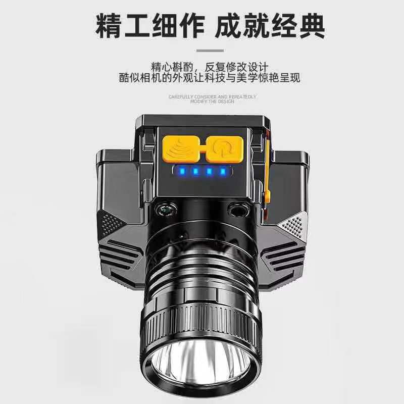 新款感应头灯强光手电筒头戴式户外家用USB充电夜钓鱼头灯小矿灯详情9