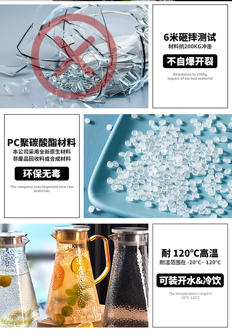 耐高温亚克力扎壶大容量凉水壶酒店餐厅商用果汁饮料壶防摔泡茶壶详情4