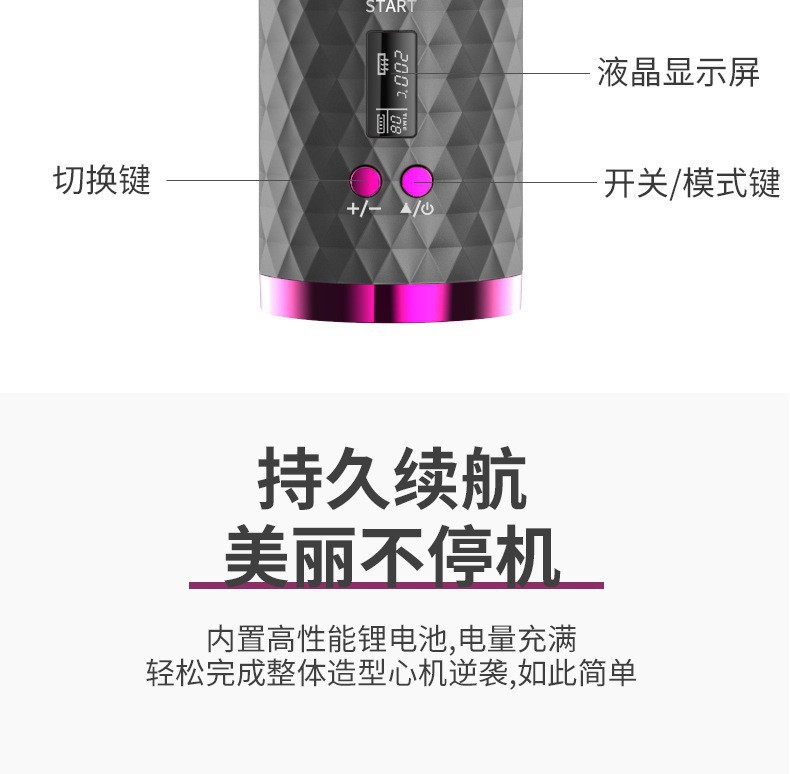 现货电动卷发器无线充电卷发棒全自动造型便携美发器跨境卷发器详情15