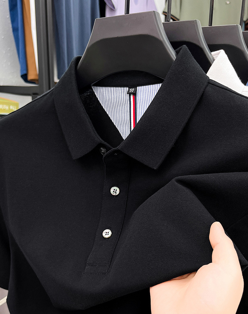 细珠地纯棉polo衫短袖男夏季新款中年纯色商务休闲翻领男士t恤详情37