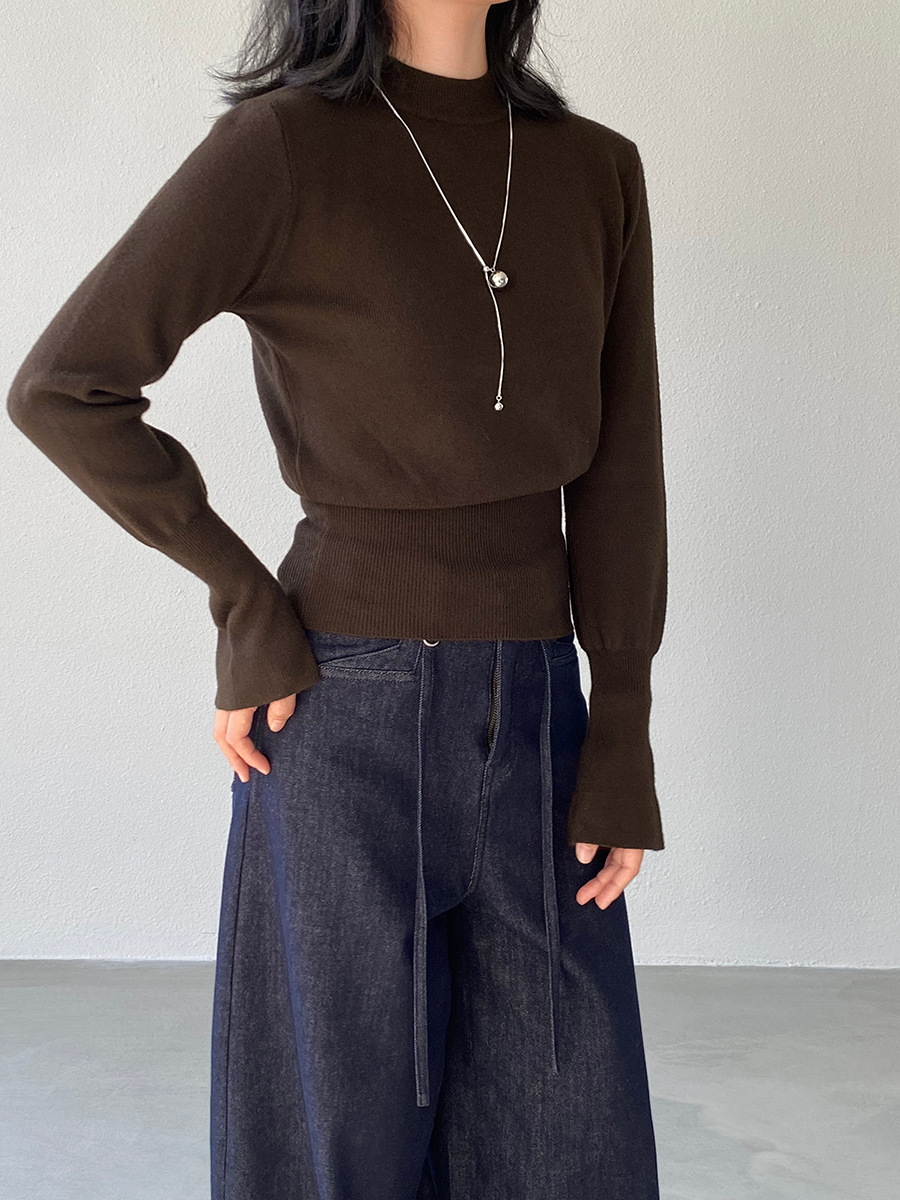 Jiangzuo [Winter Daylight] Korean-style semi-high neck flared sleeve knitted sweater for women to slim their waisted waist in winter 3012 pic 10