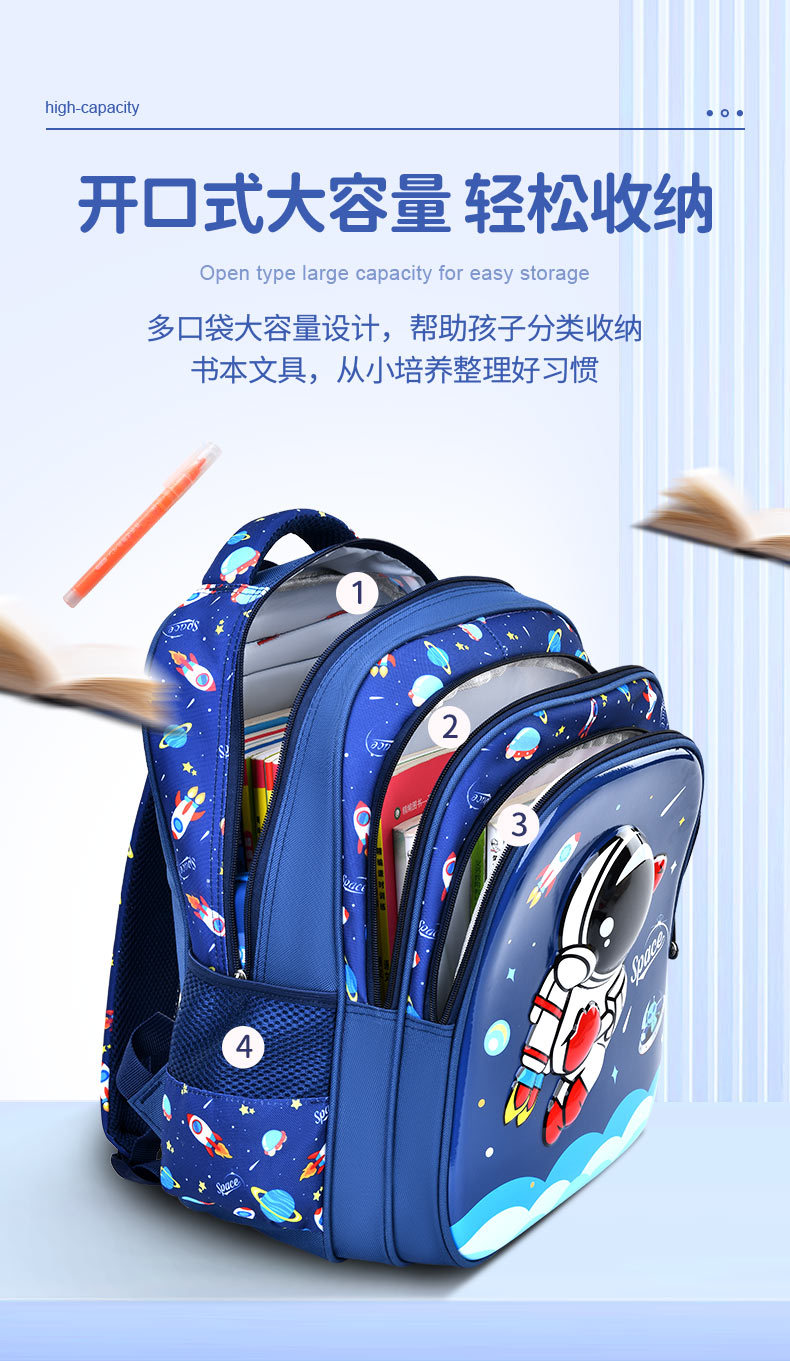 小学生书包减负护脊1-6年级大容量轻便防水立体卡通可爱双肩书包详情7