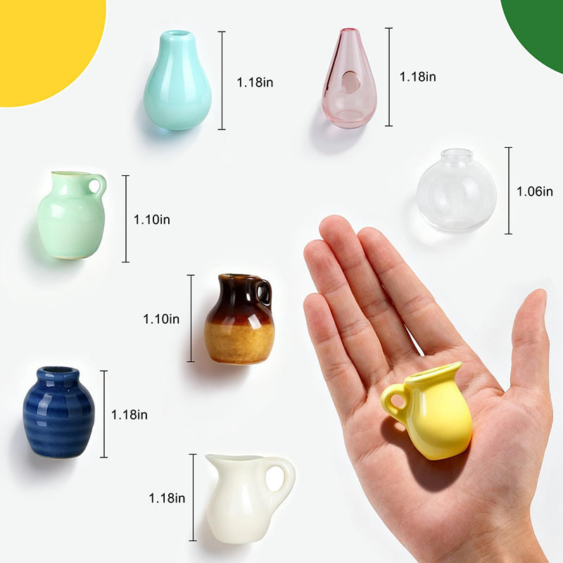 New mini ceramic vase magnet for kitchen, refrigerator, office storage cabinet decoration, cute small plant vase pic 2