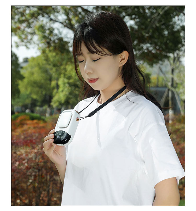 New waist-hanging fan, portable USB neck-hanging fan, outdoor construction site, strong wind force, large capacity, mini and compact pic 16